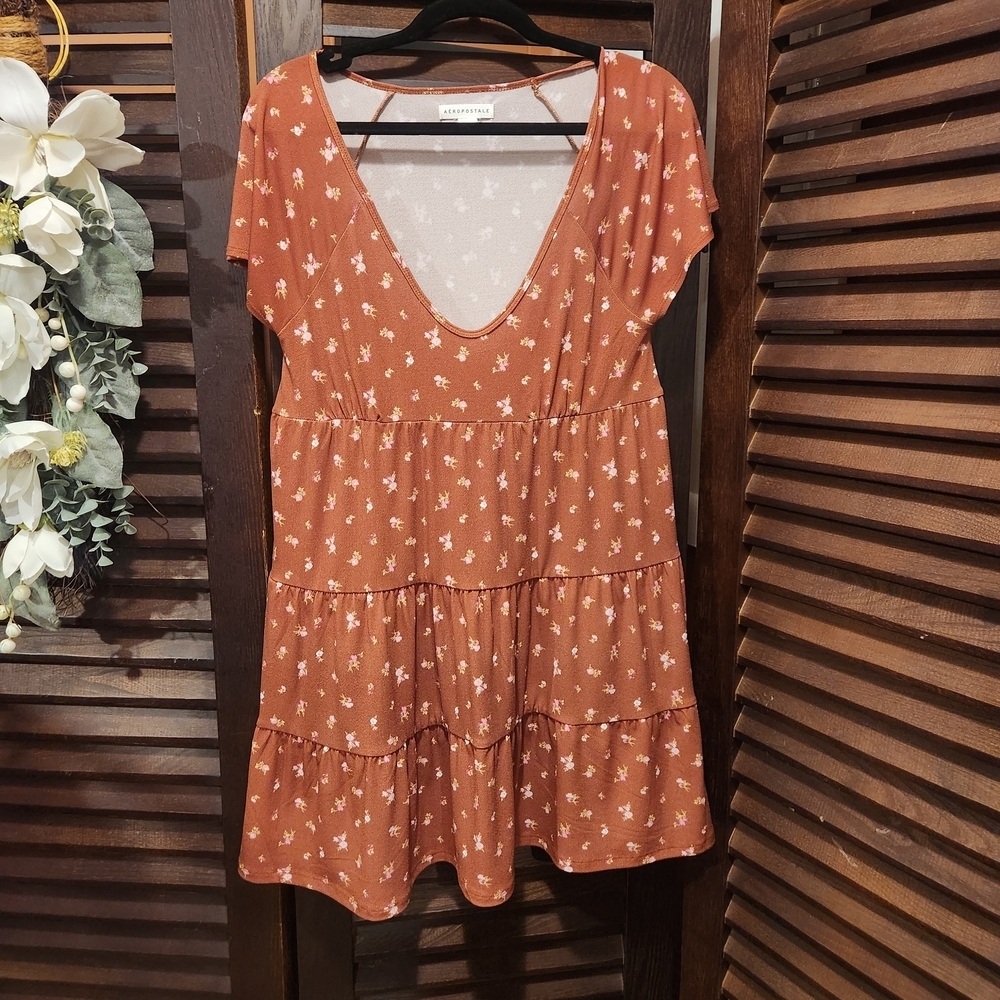 Aeropostale Rust and Cream Floral Dress